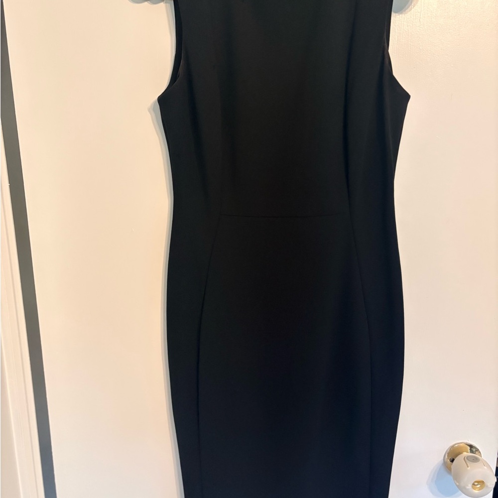 Calvin Klein Black Sleeveless Midi Sheath Dress